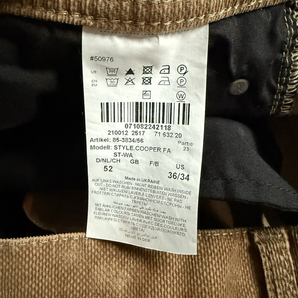 Brax Corduroy Pants Cooper Fancy 5 Pocket Brown 34x28 - Picture 8 of 11